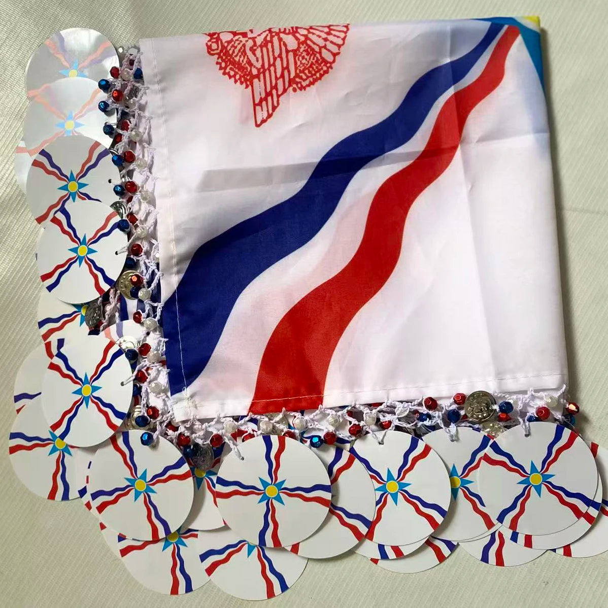 The Latest Handmade Crocheted Colorful National Flag Sequin Fringe  Wedding Bridesmaid Handkerchief Scarf Shawl