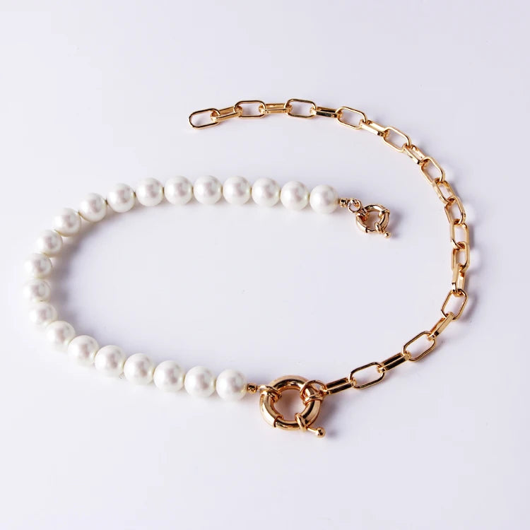 Wholesale Brass Pearl Beads Chain Pendants for Necklace Fashion Jewelry Choker Beads Necklace for Women