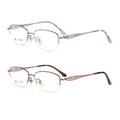 Latest Vintage Optical Glasses Frame for Women Beta Titanium with Carve Patterns Oval Half-Rim Luxury IP Coating Model 3519