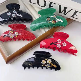 YJL New Arrival Flower Acetate Hair Claw Clips 9.6 CM Large Acetate Hair Claw Clips Custom Hair Claw for Women