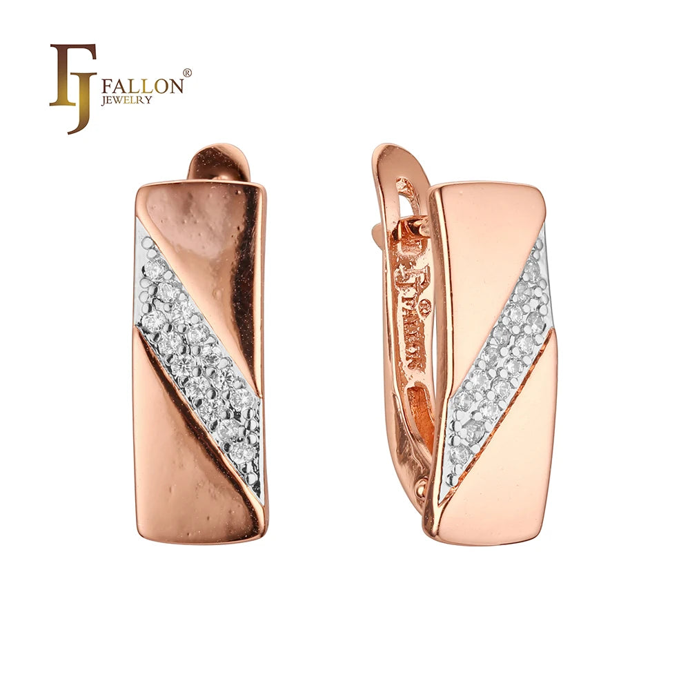 FJ Fallon Fashion Jewelry Earrings Plated in 585 Rose Gold Two Tone Brass Based