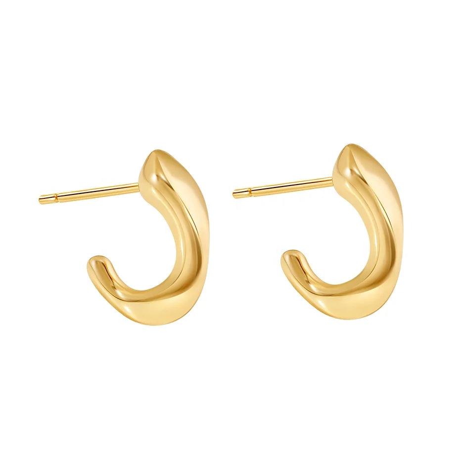 Nagosa Original Trendy 925 Sterling Silver Jewelry 18k Gold Vermeil Solid Polished j Chunky Thick Hoop Earrings