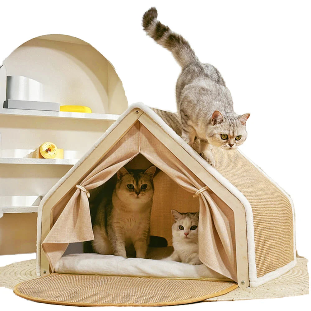 2025 Sun Protection Wood Cat Bed Tree Hole Step Frame with Strong Suction Cups Mounted Design for Window Perch All Seasons