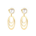 Stainless Steel Jewelry 18K Gold Plated Pearl Drop Earrings Double Oval Hoop Dangles Round Pearl Statement Earrings for Women