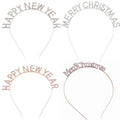 Letters Happy New Year Diamond Headbands Metal Girl Christmas Diamond Tiara Headpiece