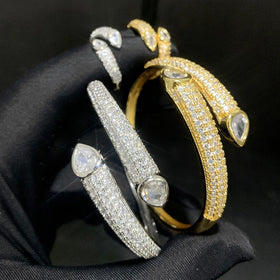 MJ Cross-border Hip Hop Bracelet Ladies Bracelet With Zircon Gold Silver Punk Bracelet Jewelry in Stock