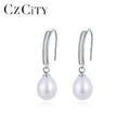 CZCITY Woman Statement Fashion Silver Earing Jewelry Sterling Luxury Bridal Dangle Freshwater Pearl Drop Earrings