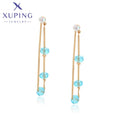 Spot Goods X000822905 Xuping Jewelry Fashion Long Chain and Blue Artificial Crystal Long Drop Women Earrings