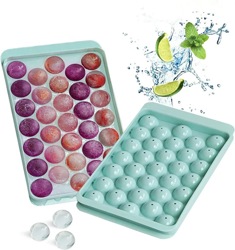 Hugebirds Round Ice Ball Maker Mold Mini Circle Ice Cube Tray With Lid Ice Ball Maker Mold Freezer