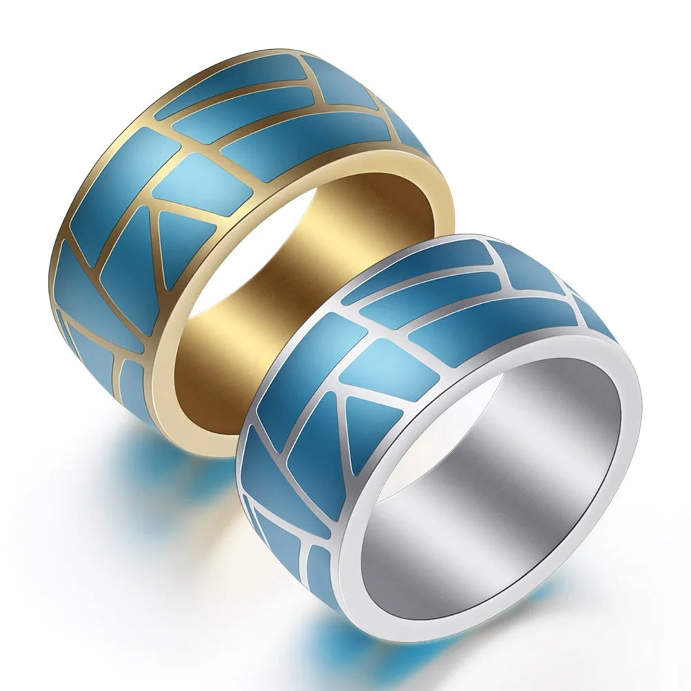 Factory Price Stainless Steel Jewelry Enamel Blue Color Ring for Women Men