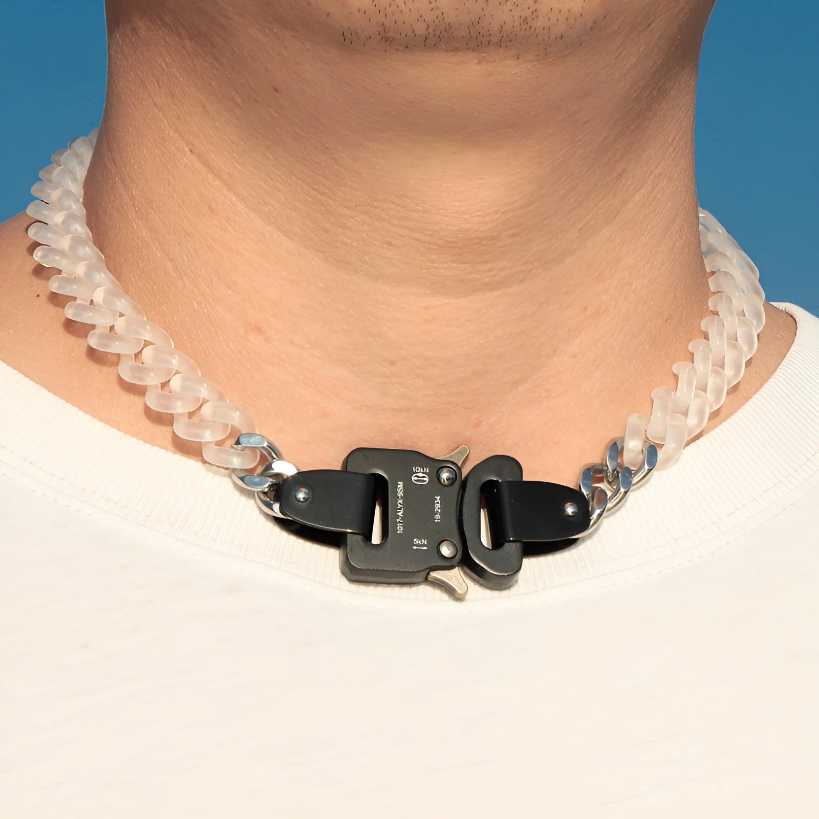 Hip Hop Trend Men's Choker Gift 2025 Party Jewelry Frosted Clear Chain Personality Stainless Steel Lock Necklace for Men Women