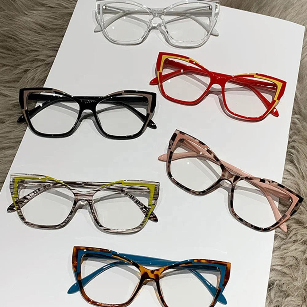 New Personalized Unisex Oversized Candy Color Cat Eye Optical Frame Anti Blue Light UV400 Protection PC Custom Logo Eyewear