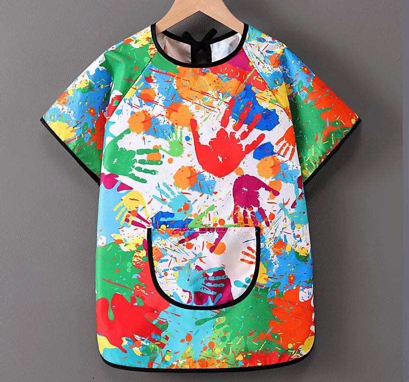 Long-Sleeved Waterproof Cotton Drawing Apron for Kids Custom Logo Printing Washed/Painting Baby Eating Bib Children's Cover