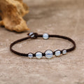 Handmade Ethnic Ankle Bracelet for Men Women Wholesale Macrame Wax Cord Woven Opal Stone Beads Adjustable Moonstone Minimalist