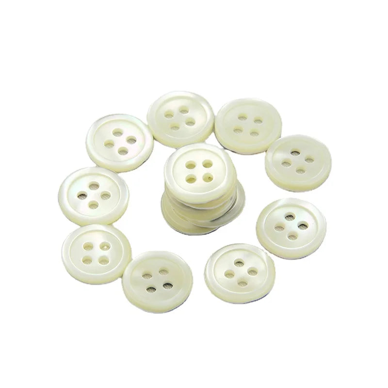 Multi-Size 4-Holes Shell Mother of Pearl Flatback Round Custom Logo Mop Shirt Buttons Sequins Eco-Friendly Decorative Features