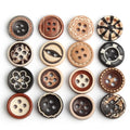 Vintage Retro Eco-Friendly 4-Hole Round Natural Wooden Shirt Button Flatback Design Custom Logo Custom Sizes 24 Colors Available