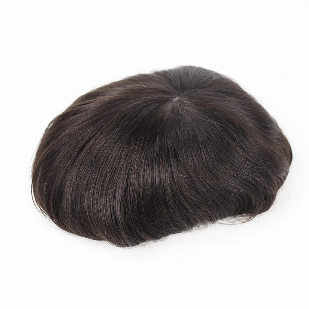 M-lace Toupee with Silk Base Top Lace Front Natural Hairline Free Style 130% Densit