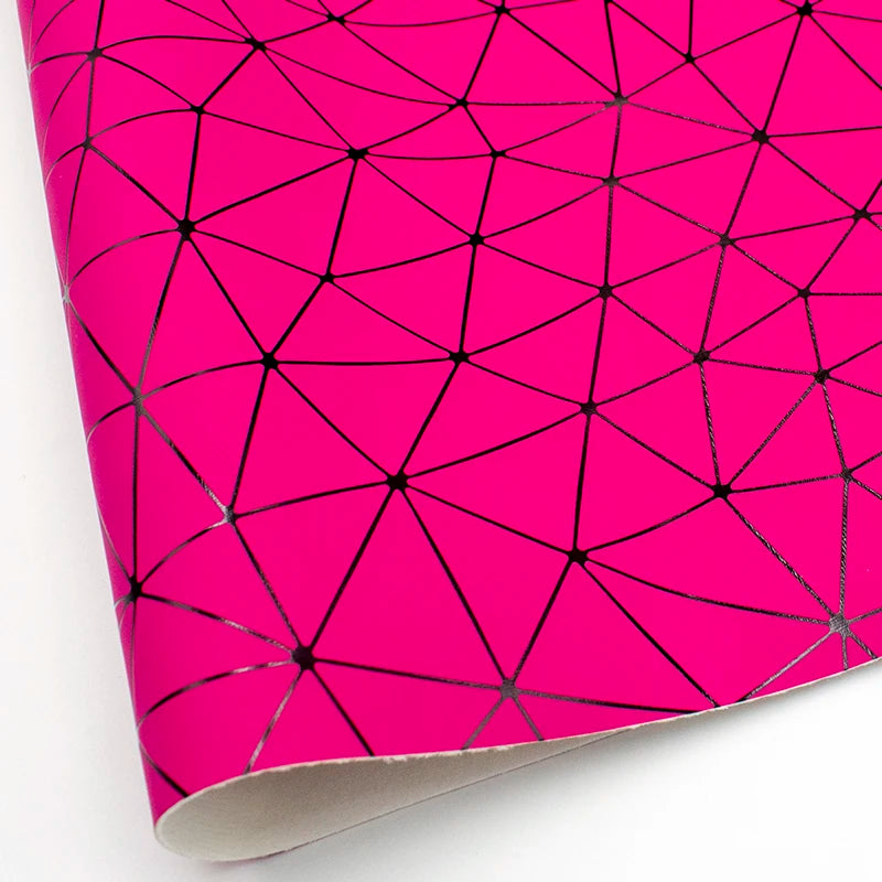 Geometric Embossed Design PU Leather with Waterproof Feature Woven Backing Accessory for Tote Bag
