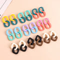 Dangle Earrings Wide Big Link Chain Earrings Geometry Hollow Resin Bohemia Candy Color Frosted Surface Acrylic Women's FS