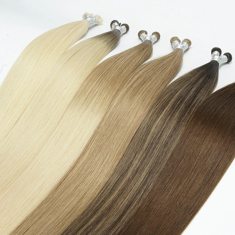Double Drawn Triple Human Hair Genius Weft Remy Hair Extensions Luxury Curly