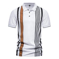 Summer New British Men's Polo Shirt Striped Print Lapel Men's Short-sleeved POLO Shirt