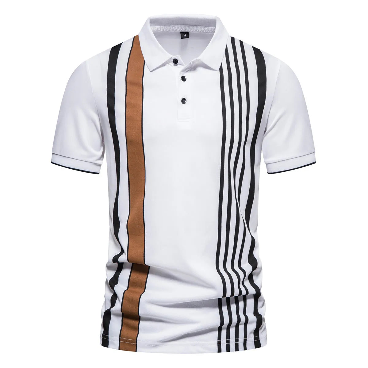 Summer New British Men's Polo Shirt Striped Print Lapel Men's Short-sleeved POLO Shirt