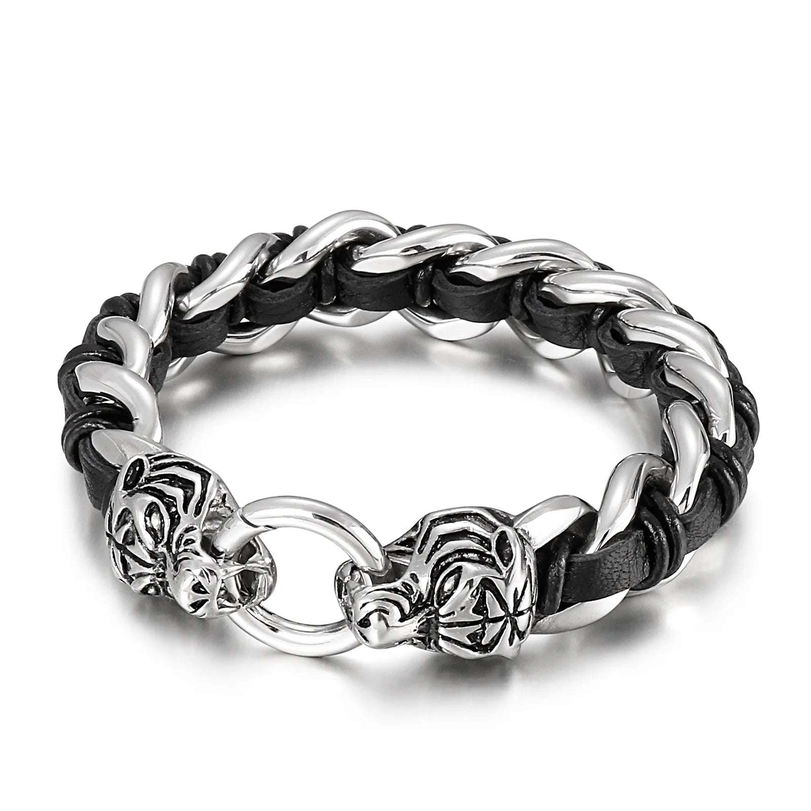 KALEN Domineering Jewelry Stainless Steel tiger Head Buckle Bracelet Men