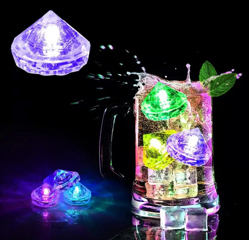 LED Plastic Heart Ice Cube Multi-Color Flashing Liquid Activation Light Party Wedding Bar Vase Bathtub Event Christmas Easter