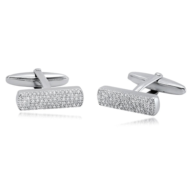 Sterling Silver Cufflinks for Men Silver French Formal Shirts Suits Metal Cufflink with Zircon Gentlemen Custom Man Jewelry 18k