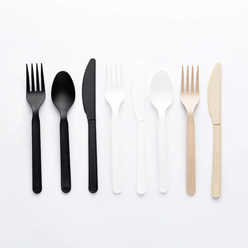 EcoNewLeaf CPLA Cutlery Set Compostable Disposable Online Fourchette Couteau Cuillere and Cuillere Jetables for Parties