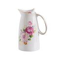 Wholesales European Style New Bone China Large Capacity Decal Electropplating Gold Ceramic Water Bottles with Lid for Home