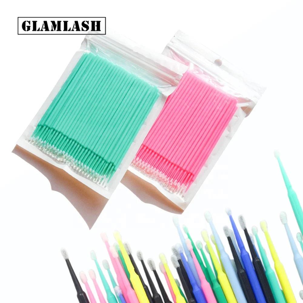 100pcs/Bag Durable Microbrush Applicator Disposable Eyelash Extensions Makeup Brushes Micro Brush Tool for Enhancing Your Beauty