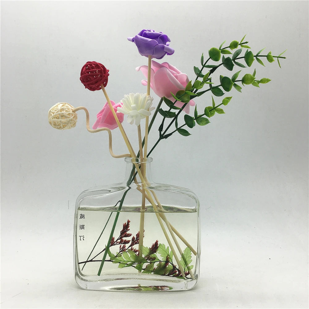 Flat clear Empty Air Freshener Aroma Glass Bottle 200ml Diffuser Bottle with Lid