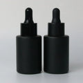 Luxury 30ml 1oz Custom Matte Black Essential Oil Bottles Empty Flat Shoulder Glass Face Serum Dropper Bottle