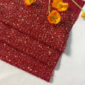 Various Type Polyester Light Weight Embroidered Seersucker Art Deco Red Sequin Fabric for Bridal Dress for Bags Shoes Weddings