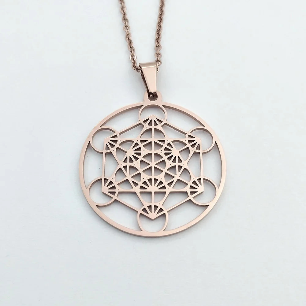 Merkaba Pendant Cube Necklace Personalized 18k Gold Dtainless Steel Vube Pendant Necklace Bisuteria Acero Inoxidable Bijoux
