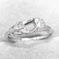 Sterling Silver 4*5mm Semi Mount Ring Square Shape Empty Frame Blank Claws Setting S925 Base Without Center Stone for Inlay DIY