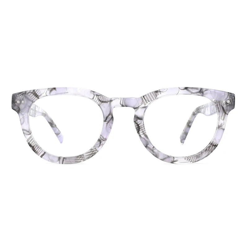 Fashion Black Acetate Frame Round Glasses Women Men Eyeglasses Clear Lens Optical Glasses Eyewear
