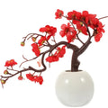 Artificial Plum Flowers Kit with Planter Silk Plum Flowers Plant Potted for Home Office Store Window for Home Dining Table Decor