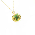 18K Gold Necklace Dainty Jewelry Vintage Style Titanium Steel Gold Edge Ornaments Jade Stone Pendant Necklace