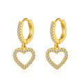 Fine Jewelry Brass CZ Zircon Crystal Heart Huggie Earrings Women Classic Gold Plated Party Gift Fashion