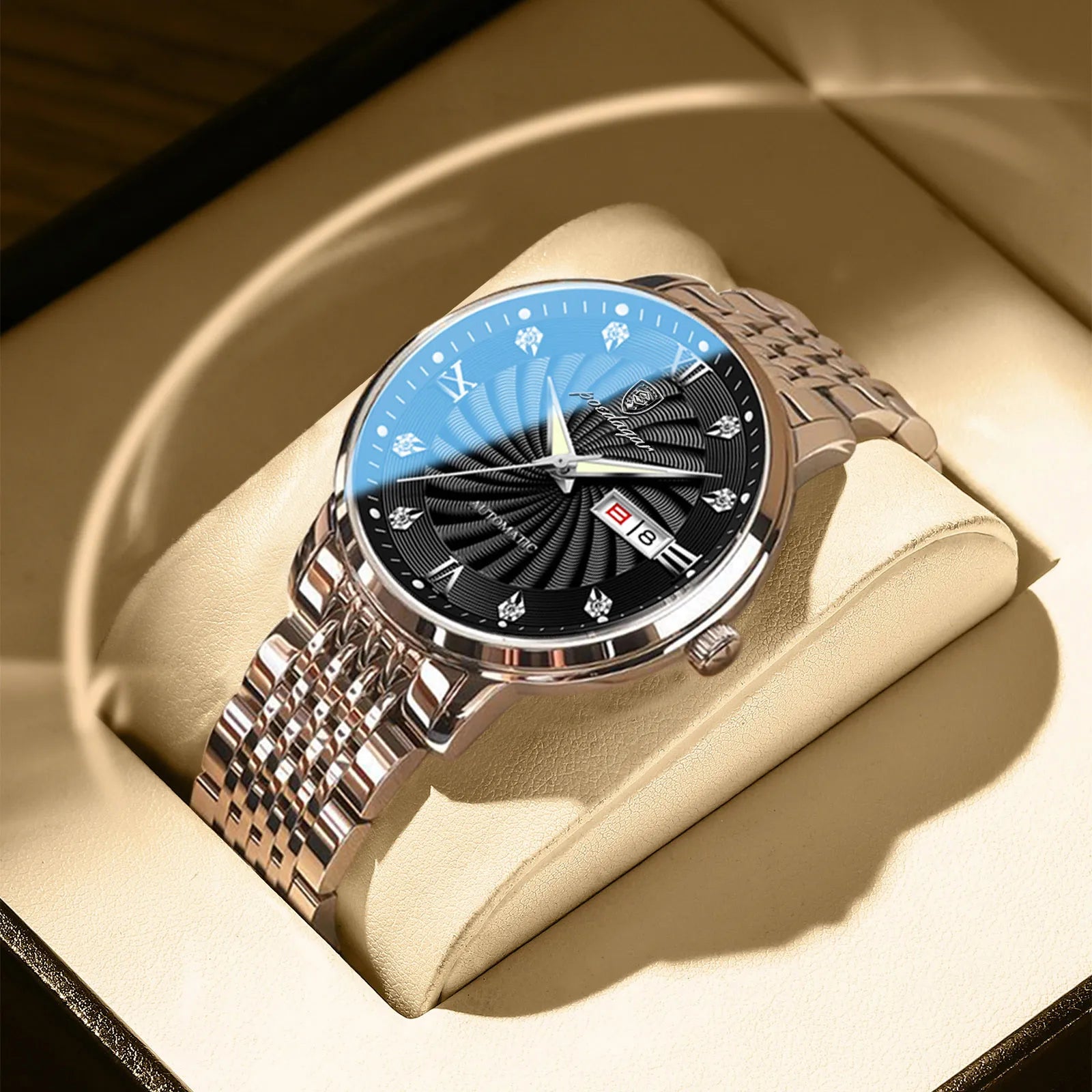 Poedagar Fashion Business Men Watches Wrist Stainless Steel Quartz Watches Waterproof Calendar Watch for Men Wholesale Relojes