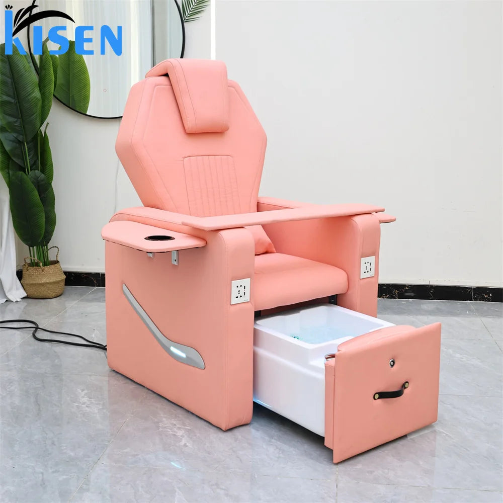 Wholesales Beauty Nail Spa Salon Custom Electric Reclining Bed Pipeless Whirlpool Manicure Foot Spa Massage Pedicure Chair