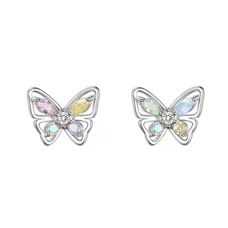 925 Sterling Silver CZ Paved Butterfly Fine Jewelry Earrings