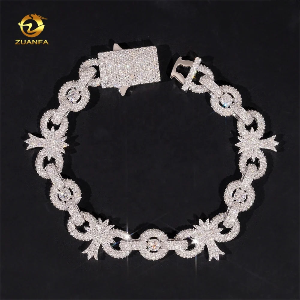 New Style Hip Hop Jewelry Cross Iced Out Moissanite Diamond GRA Certificate 925 Silver Infinity Link Bracelet