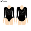 Custom Free Design Long& 3/4&No Sleeve Competition Black Leotards Sublimation Gymnastics Mix Sizes for Girls Gymnasts