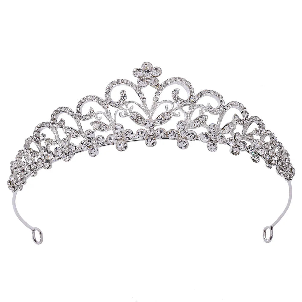 Exquisite Hair Accessories Headpiece Bridal Wedding Princess Flower Floral White Crystal Rhinestone Tiaras Crown