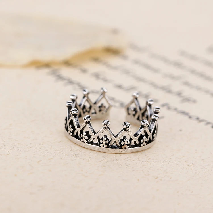 Bijoux Fashion Bohemian Crown Antique Ring for Women Men Party Gothic Punk Jewelry