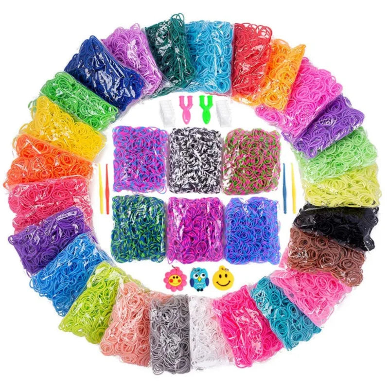 Wholesale Bulk 600 PCS Colorful Loom Bands Bracelet Making Kit Craft DIY Rubber Band Woven Bracelet Kit Weaving Rubber Band Set