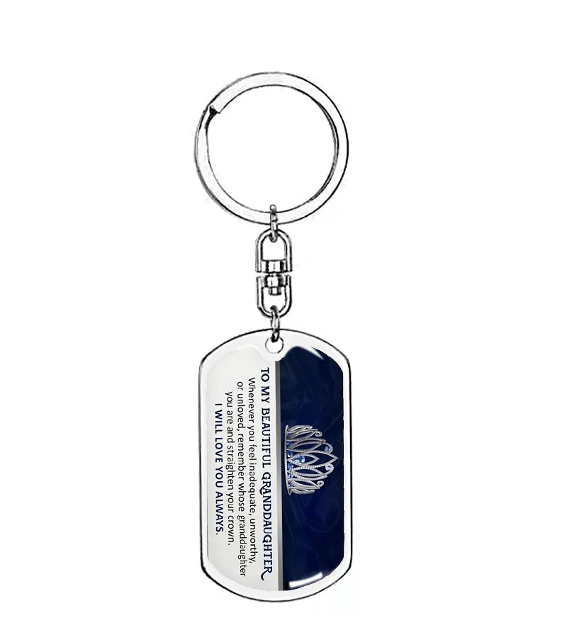 Personalized Stainless Steel Dog Tag Keychain  Memorable Gift for Son or Daughter